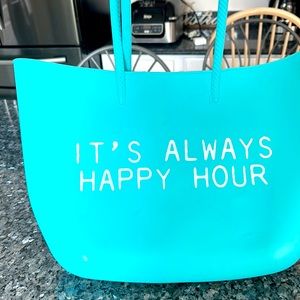 Silicone aqua happy hour tote. 18” by 12”